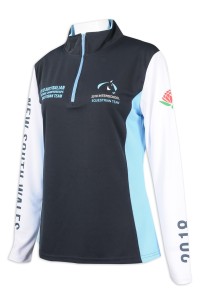 P1094 訂做撞色Polo恤 半胸拉鏈 100%滌 澳洲馬術比賽 Polo恤供應商     黑色撞色白色、小企領 恤衫領 藍色